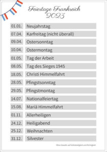 Feiertage Frankreich - Welche gibt es und wann sind sie?