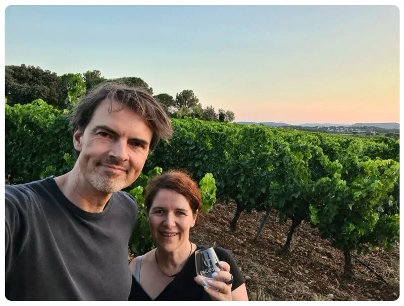 Radwandern Montpellier (Nicole und Mika) in den Weinbergen bei Frontignan